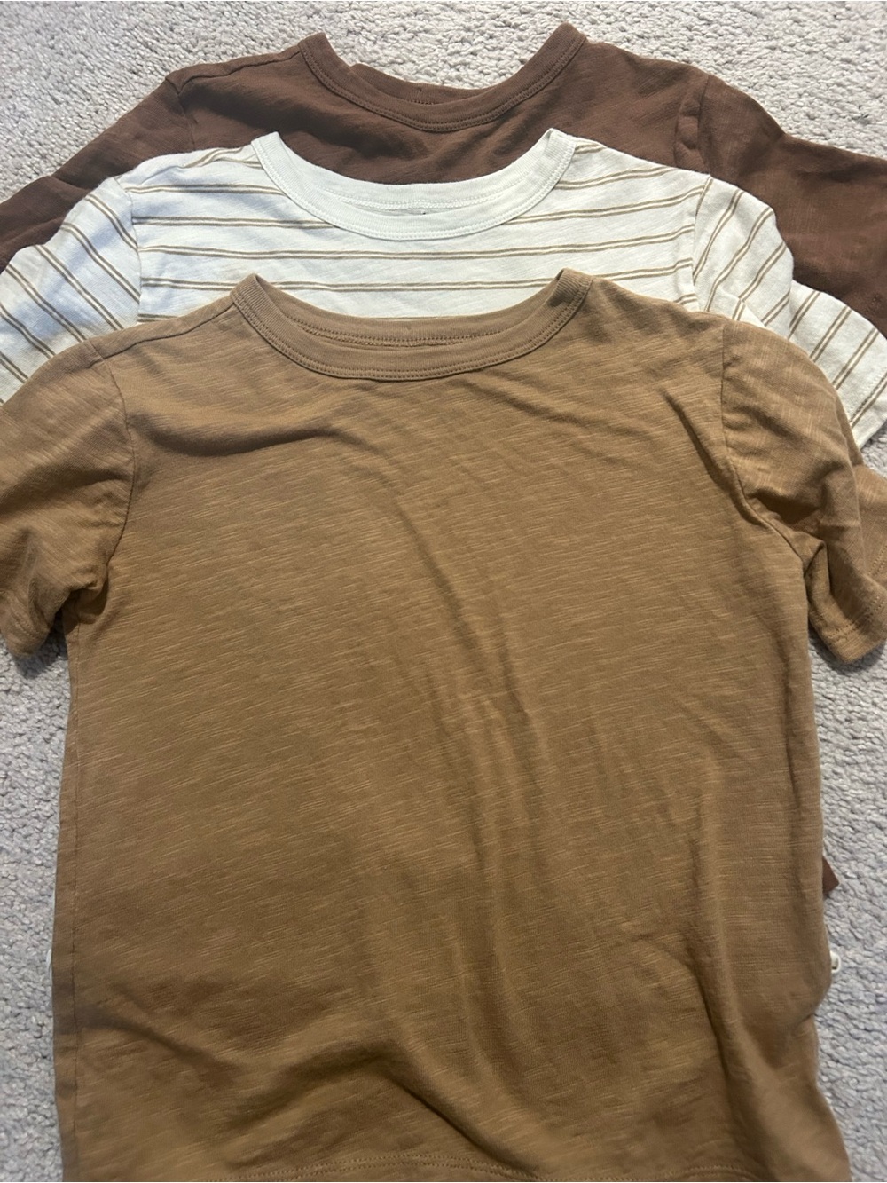 Little Co. Kids Short Sleeve T-Shirt Trio - Brown, Tan & Cream